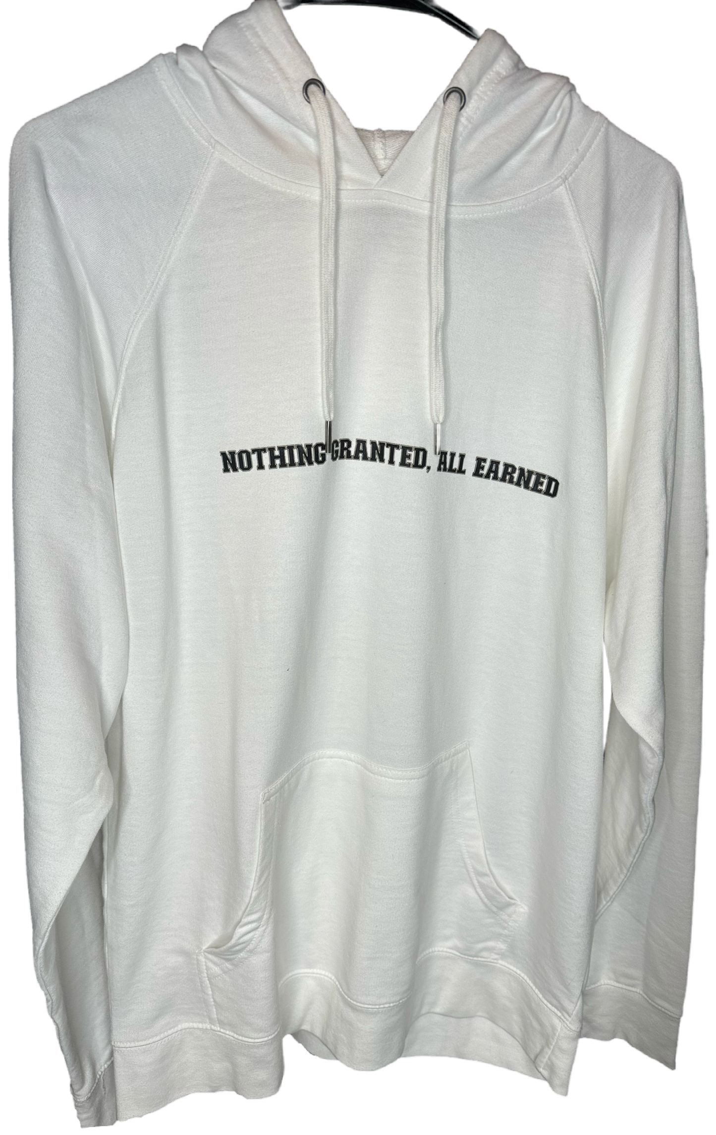 White and Tan "Nothing Granted, All Earned" hoodie